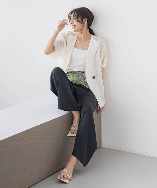 Droite lautreamont(ドロワットロートレアモン)の「リネンジャケット≪手洗い可能≫(その他アウター・レディース・オフホワイト・M)」の10枚目の写真