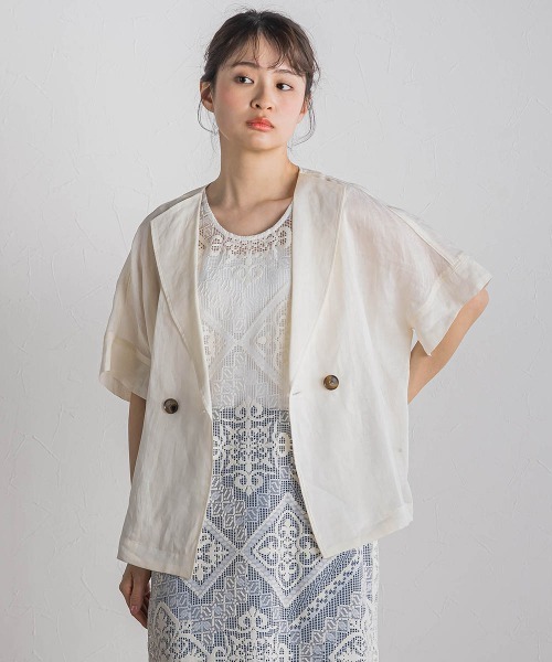 Droite lautreamont(ドロワットロートレアモン)の「リネンジャケット≪手洗い可能≫(その他アウター・レディース・オフホワイト・M)」の21枚目の写真