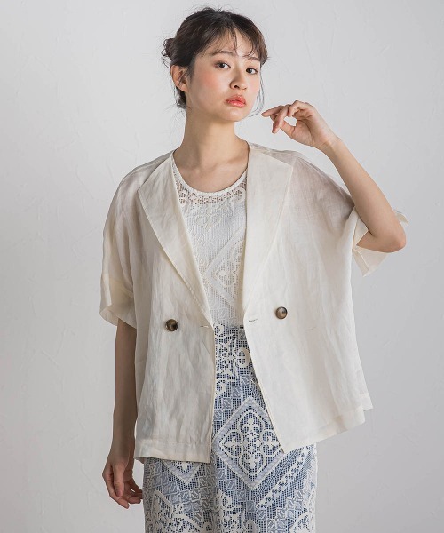 Droite lautreamont(ドロワットロートレアモン)の「リネンジャケット≪手洗い可能≫(その他アウター・レディース・オフホワイト・M)」の22枚目の写真
