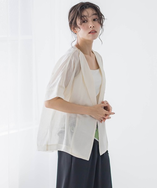 Droite lautreamont(ドロワットロートレアモン)の「リネンジャケット≪手洗い可能≫(その他アウター・レディース・オフホワイト・M)」の4枚目の写真