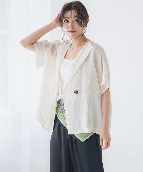 Droite lautreamont(ドロワットロートレアモン)の「リネンジャケット≪手洗い可能≫(その他アウター・レディース・オフホワイト・M)」の2枚目の写真
