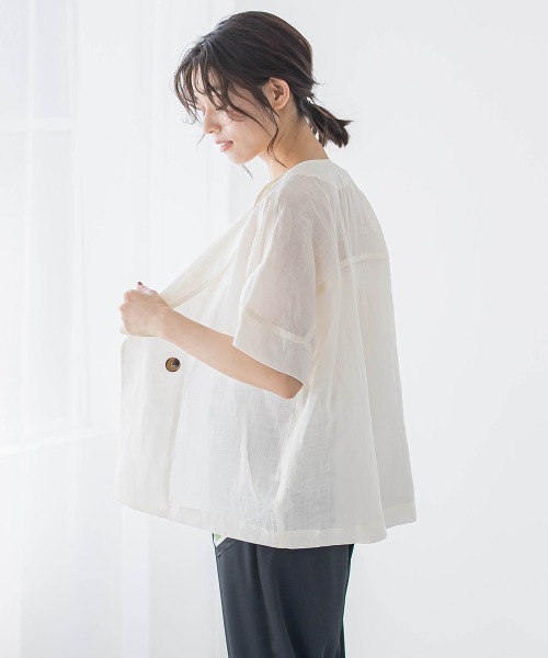 Droite lautreamont(ドロワットロートレアモン)の「リネンジャケット≪手洗い可能≫(その他アウター・レディース・オフホワイト・M)」の3枚目の写真