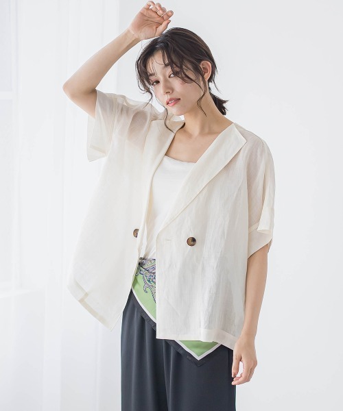 Droite lautreamont(ドロワットロートレアモン)の「リネンジャケット≪手洗い可能≫(その他アウター・レディース・オフホワイト・M)」の7枚目の写真