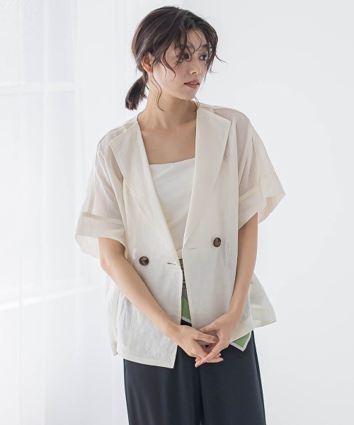 Droite lautreamont(ドロワットロートレアモン)の「リネンジャケット≪手洗い可能≫(その他アウター・レディース・オフホワイト・M)」の5枚目の写真