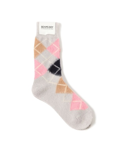 BEAMS BOY（ビームスボーイ）の「シャギー アーガイル ソックス（ソックス/靴下・レディース・ホワイト/グレー・ONE SIZE）」の2枚目の写真