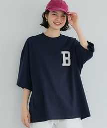 サガラ刺繍レタードワッペン半袖Tシャツ