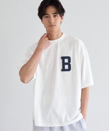サガラ刺繍レタードワッペン半袖Tシャツ