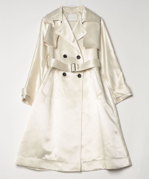 CINOH（チノ）の「BONDING ACETATE SATIN TRENCH COAT（トレンチコート・レディース・ブラック/アイボリー・36）」の7枚目の写真