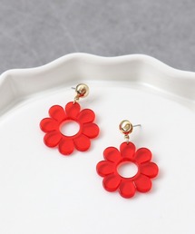 クリアカラーフラワーピアス