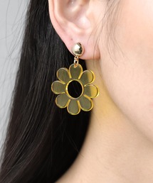 クリアカラーフラワーピアス