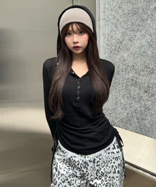 SETUPEXE（セットアップイーエックスイー）の「STUDDED BEANIE（ニットキャップ/ビーニー・レディース・ブラック/モカ/ホワイト・フリー）」の11枚目の写真