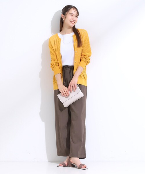 DRESKIP（ドレスキップ）の「【S-LL】透かし編みが大人上品 マルチボタンニットカーディガン（カーディガン/ボレロ・レディース・レッド系1/イエロー/ネイビー/ナチュラル・01/02/03/04）」の19枚目の写真
