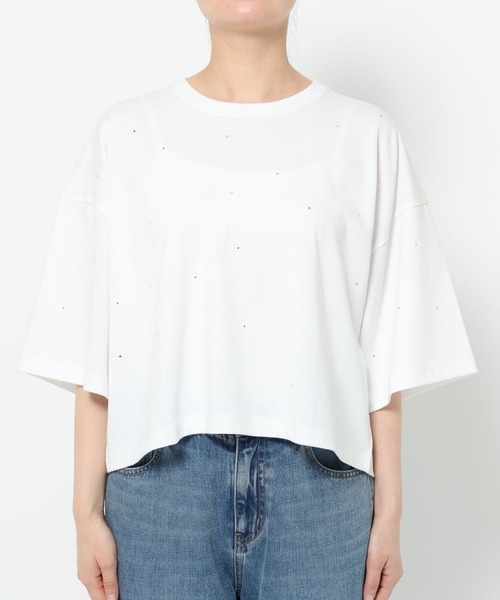 LOWRYS FARM（ローリーズファーム）の「ビジュープルオーバーＳＳ　499873（Tシャツ/カットソー・レディース・オフホワイト/チャコールグレー・FREE）」の10枚目の写真