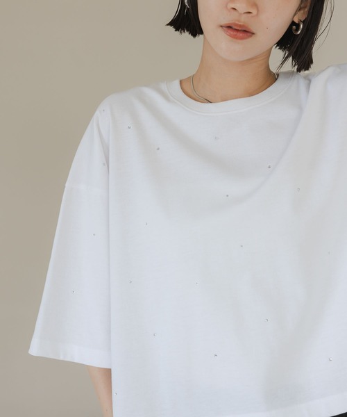 LOWRYS FARM（ローリーズファーム）の「ビジュープルオーバーＳＳ　499873（Tシャツ/カットソー・レディース・オフホワイト/チャコールグレー・FREE）」の14枚目の写真