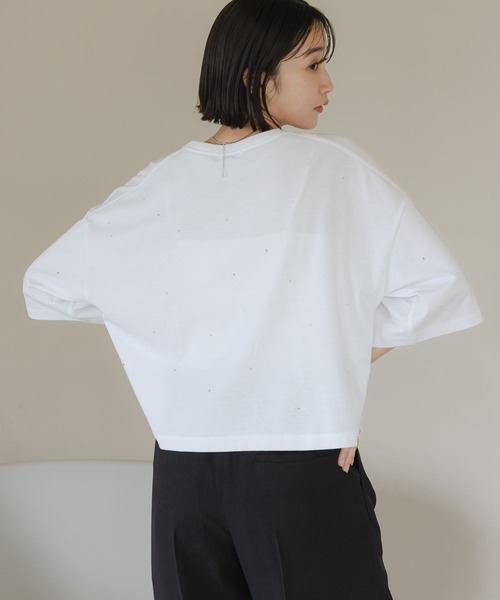 LOWRYS FARM（ローリーズファーム）の「ビジュープルオーバーＳＳ　499873（Tシャツ/カットソー・レディース・オフホワイト/チャコールグレー・FREE）」の13枚目の写真
