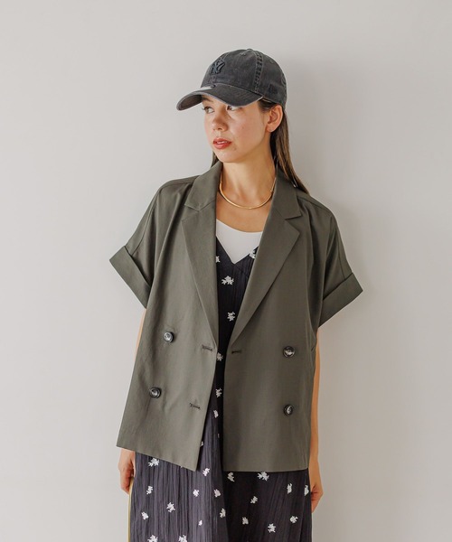 BAYFLOW（ベイフロー）の「[夏の羽織りに♪軽量薄手素材]フレンチスリーブテーラードサマージャケット（その他アウター・レディース・チャコール/グレイッシュベージュ/ライトブルー・SMALL/MEDIUM）」の7枚目の写真
