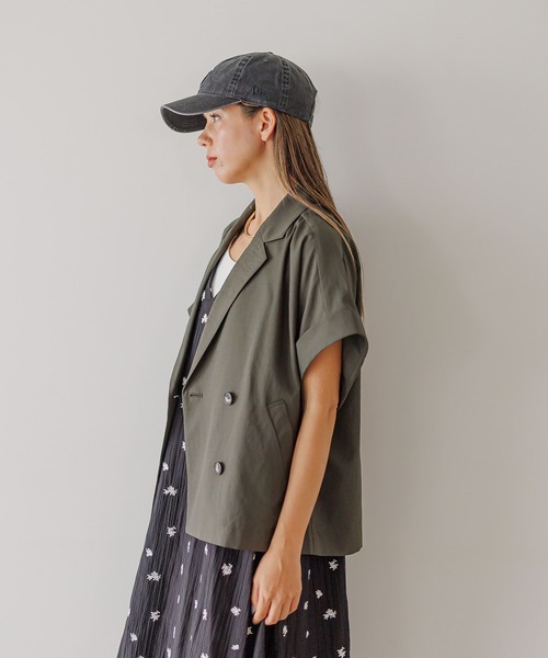BAYFLOW（ベイフロー）の「[夏の羽織りに♪軽量薄手素材]フレンチスリーブテーラードサマージャケット（その他アウター・レディース・チャコール/グレイッシュベージュ/ライトブルー・SMALL/MEDIUM）」の8枚目の写真