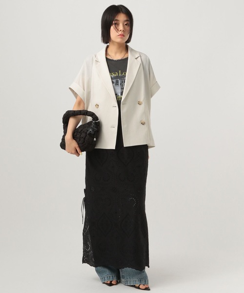 BAYFLOW（ベイフロー）の「[夏の羽織りに♪軽量薄手素材]フレンチスリーブテーラードサマージャケット（その他アウター・レディース・チャコール/グレイッシュベージュ/ライトブルー・SMALL/MEDIUM）」の13枚目の写真