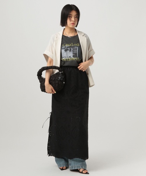 BAYFLOW（ベイフロー）の「[夏の羽織りに♪軽量薄手素材]フレンチスリーブテーラードサマージャケット（その他アウター・レディース・チャコール/グレイッシュベージュ/ライトブルー・SMALL/MEDIUM）」の14枚目の写真