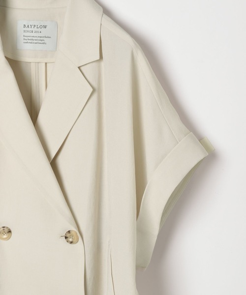 BAYFLOW（ベイフロー）の「[夏の羽織りに♪軽量薄手素材]フレンチスリーブテーラードサマージャケット（その他アウター・レディース・チャコール/グレイッシュベージュ/ライトブルー・SMALL/MEDIUM）」の21枚目の写真