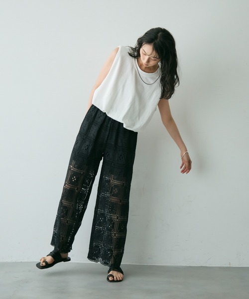 Trish（トリッシュ）の「スクエアレースイージーパンツ（その他パンツ・レディース・ホワイト/ブラック・FREE）」の12枚目の写真