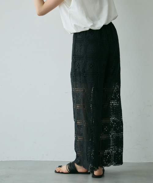 Trish（トリッシュ）の「スクエアレースイージーパンツ（その他パンツ・レディース・ホワイト/ブラック・FREE）」の5枚目の写真