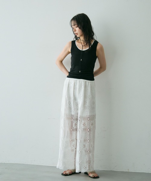 Trish（トリッシュ）の「スクエアレースイージーパンツ（その他パンツ・レディース・ホワイト/ブラック・FREE）」の18枚目の写真