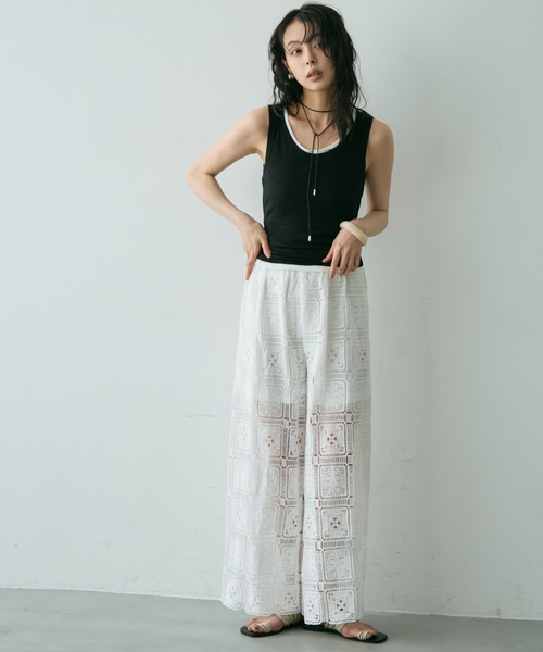 Trish（トリッシュ）の「スクエアレースイージーパンツ（その他パンツ・レディース・ホワイト/ブラック・FREE）」の15枚目の写真