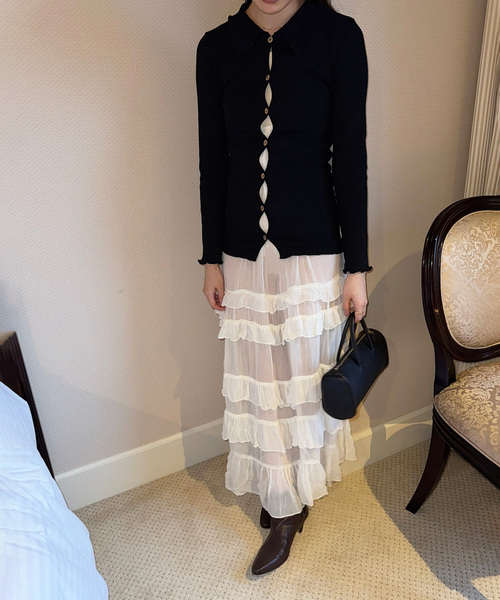 EDIT. FOR LULU（エディットフォールル）の「ティアード キャミソールドレス（ワンピース・レディース・ホワイト/ネイビー・FREE）」の5枚目の写真