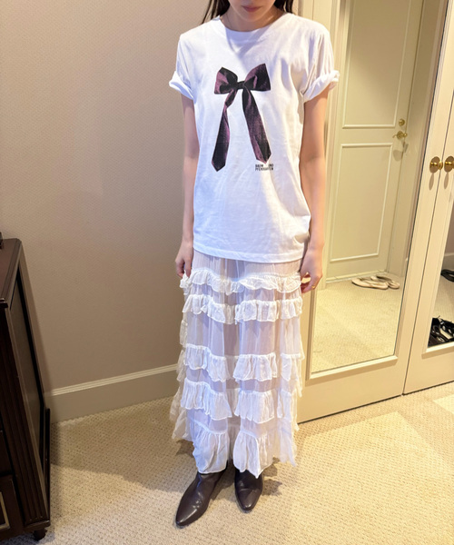 EDIT. FOR LULU（エディットフォールル）の「ティアード キャミソールドレス（ワンピース・レディース・ホワイト/ネイビー・FREE）」の6枚目の写真