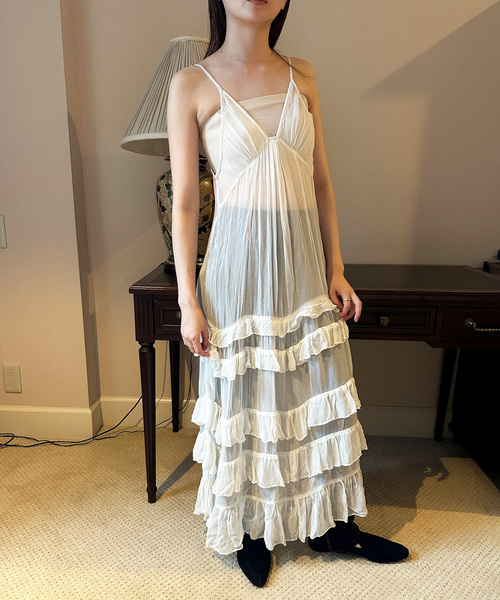 EDIT. FOR LULU（エディットフォールル）の「ティアード キャミソールドレス（ワンピース・レディース・ホワイト/ネイビー・FREE）」の10枚目の写真