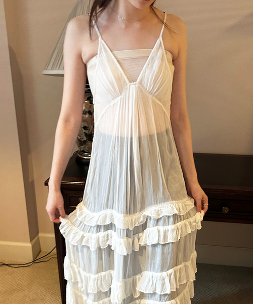 EDIT. FOR LULU（エディットフォールル）の「ティアード キャミソールドレス（ワンピース・レディース・ホワイト/ネイビー・FREE）」の11枚目の写真