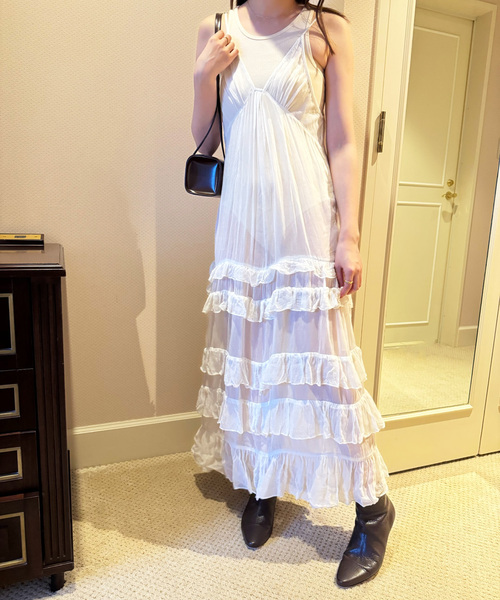 EDIT. FOR LULU（エディットフォールル）の「ティアード キャミソールドレス（ワンピース・レディース・ホワイト/ネイビー・FREE）」の17枚目の写真