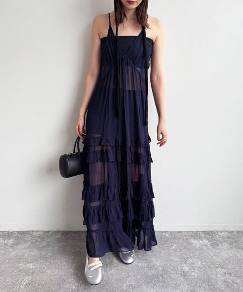 EDIT. FOR LULU（エディットフォールル）の「ティアード キャミソールドレス（ワンピース・レディース・ホワイト/ネイビー・FREE）」の22枚目の写真