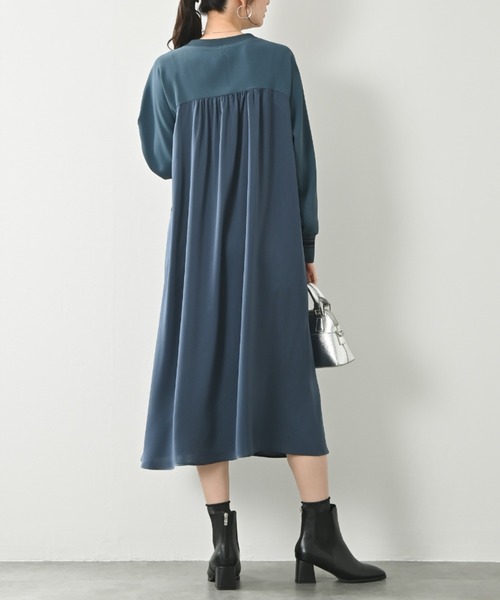 AVN 異素材コンビワンピース42　イタリア製　新品未使用 AVN 異素材コンビワンピース42 イタリア製 新品未使用