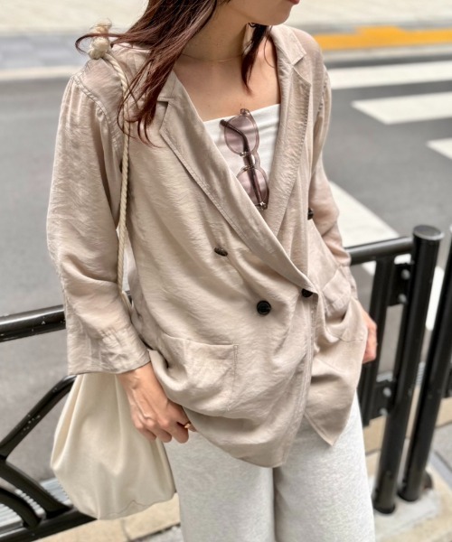 セール】レーヨンナイロンシアーシャツジャケット（テーラード