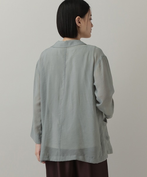 A part by（アパートバイ）の「レーヨンナイロンシアーシャツジャケット（テーラードジャケット・レディース・ブラウン/グレー系その他2/ライトブルー・FREE）」の17枚目の写真