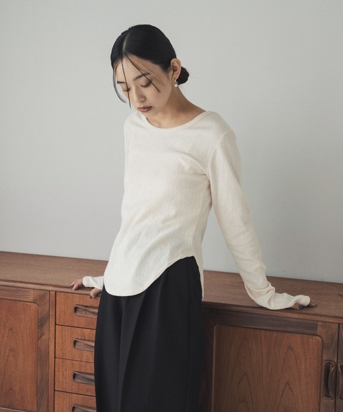 セール】ホックデザインバックオープントップス（Tシャツ/カットソー