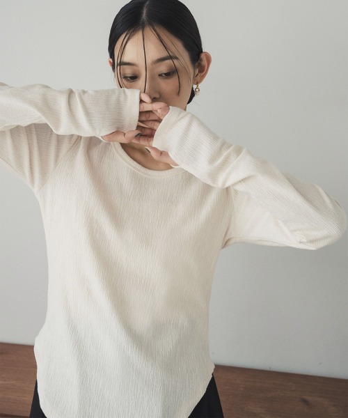 セール】ホックデザインバックオープントップス（Tシャツ/カットソー