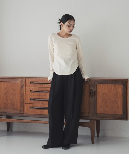 セール】ホックデザインバックオープントップス（Tシャツ/カットソー