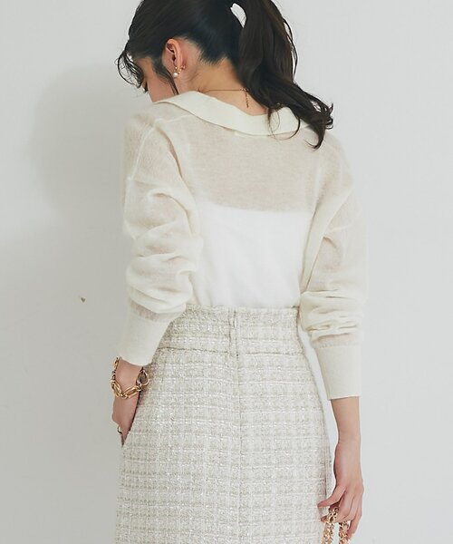 La boutique BonBon（ラブティックボンボン）の「【お上品なシアー感】モヘア混シアーポロニット（ニット/セーター・レディース・オフホワイト/ピンク/ライトグレー・FREE）」の12枚目の写真