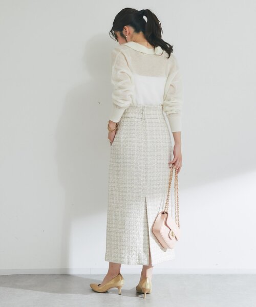 La boutique BonBon（ラブティックボンボン）の「【お上品なシアー感】モヘア混シアーポロニット（ニット/セーター・レディース・オフホワイト/ピンク/ライトグレー・FREE）」の15枚目の写真