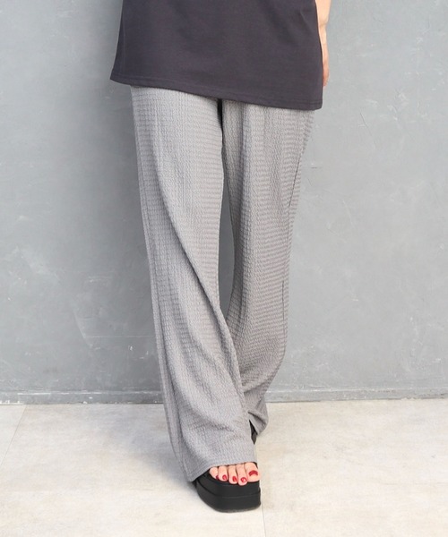 CECIL McBEE(セシルマクビー)の「ふくれジャガードフレアパンツ(その他パンツ・レディース・チャコールグレー/ブラック・MEDIUM/LARGE)」の5枚目の写真