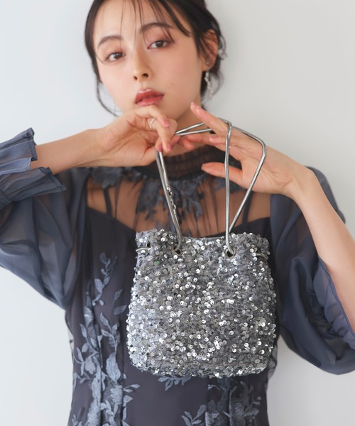 RUIRUE BOUTIQUE(ルイルエブティック)の「2way スパンコール 巾着 パーティーバッグ | レディース 結婚式 パーティー オケージョン セレモニー フォーマル お呼ばれ ハンドバッグ ショルダーバッグ(ハンドバッグ・レディース・ブラックミックス/グレー/シルバー/ブラック・FREE)」の11枚目の写真