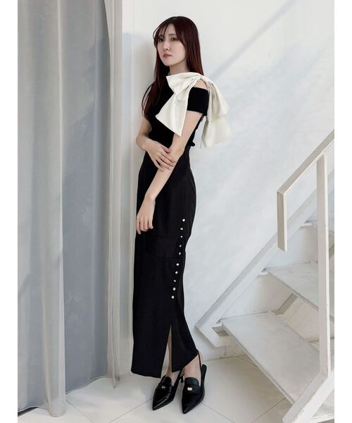 MERCURYDUO（マーキュリーデュオ）の「【追加生産】BIGリボン付きニットトップス（ニット/セーター・レディース・オフホワイト/チャコールグレー/ブラック・FREE）」の7枚目の写真