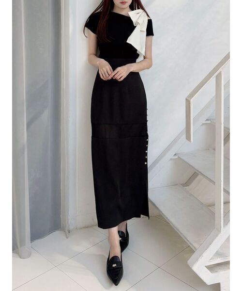 MERCURYDUO（マーキュリーデュオ）の「【追加生産】BIGリボン付きニットトップス（ニット/セーター・レディース・オフホワイト/チャコールグレー/ブラック・FREE）」の6枚目の写真