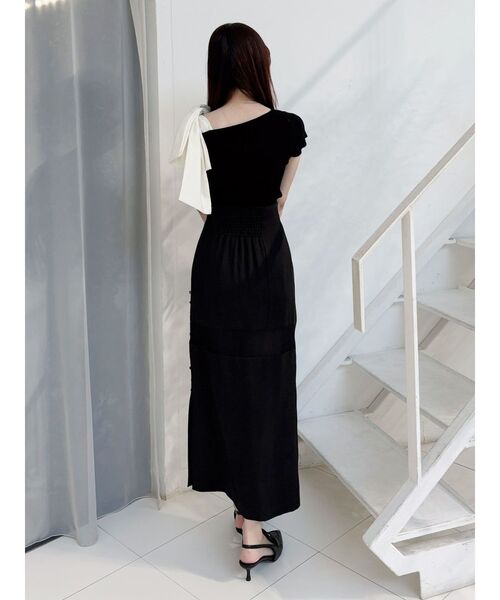 MERCURYDUO（マーキュリーデュオ）の「【追加生産】BIGリボン付きニットトップス（ニット/セーター・レディース・オフホワイト/チャコールグレー/ブラック・FREE）」の5枚目の写真