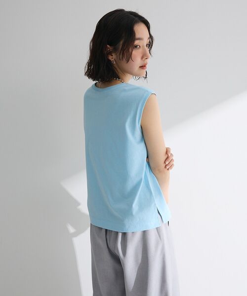 Green　Parks（グリーンパークス）の「ノースリーブフェミニンロゴプルオーバー（タンクトップ・レディース・ネイビー/ブラウン/ブルー/オフホワイト・FREE）」の5枚目の写真