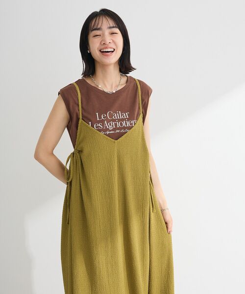 Green　Parks（グリーンパークス）の「ノースリーブフェミニンロゴプルオーバー（タンクトップ・レディース・ネイビー/ブラウン/ブルー/オフホワイト・FREE）」の11枚目の写真