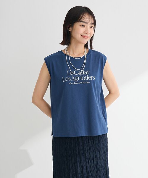 Green　Parks（グリーンパークス）の「ノースリーブフェミニンロゴプルオーバー（タンクトップ・レディース・ネイビー/ブラウン/ブルー/オフホワイト・FREE）」の14枚目の写真